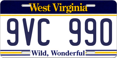 WV license plate 9VC990