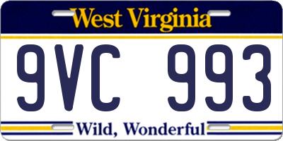 WV license plate 9VC993