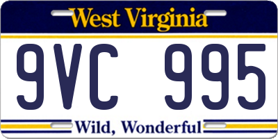 WV license plate 9VC995