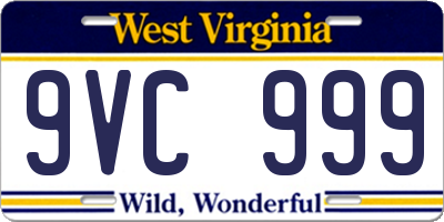 WV license plate 9VC999