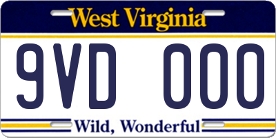 WV license plate 9VD000