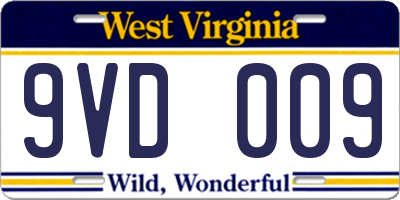 WV license plate 9VD009