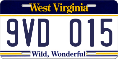 WV license plate 9VD015