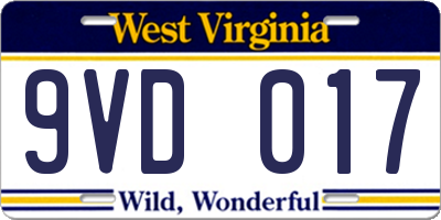 WV license plate 9VD017