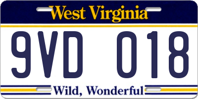 WV license plate 9VD018