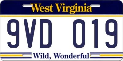 WV license plate 9VD019