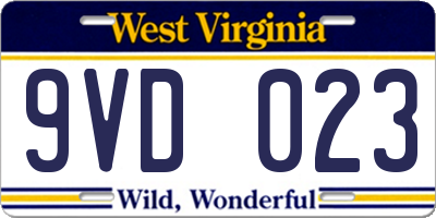 WV license plate 9VD023