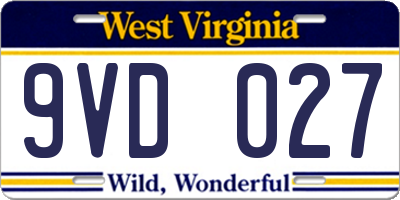 WV license plate 9VD027