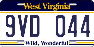 WV license plate 9VD044
