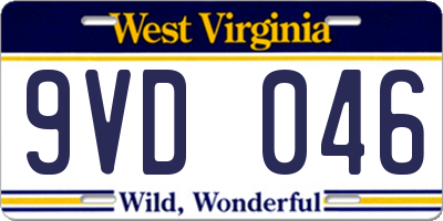 WV license plate 9VD046