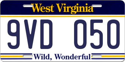 WV license plate 9VD050