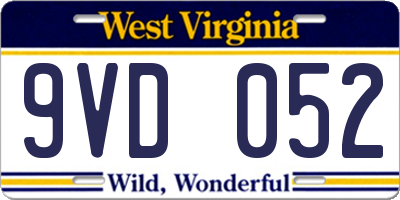 WV license plate 9VD052