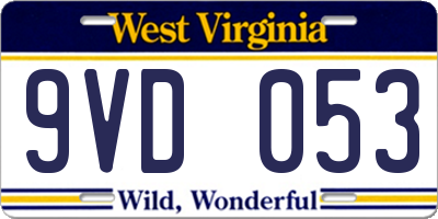 WV license plate 9VD053