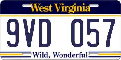 WV license plate 9VD057