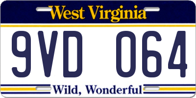 WV license plate 9VD064