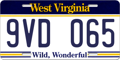 WV license plate 9VD065