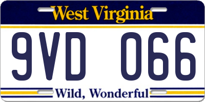 WV license plate 9VD066