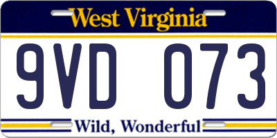 WV license plate 9VD073