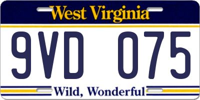 WV license plate 9VD075
