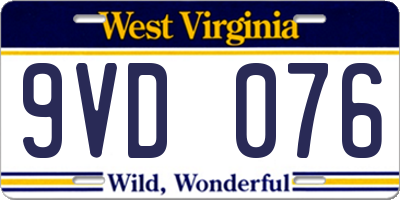WV license plate 9VD076