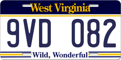 WV license plate 9VD082
