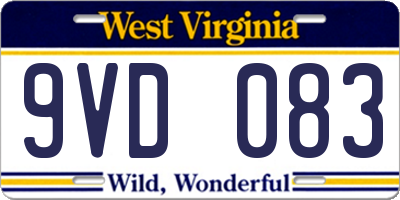 WV license plate 9VD083