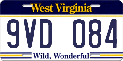 WV license plate 9VD084