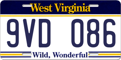 WV license plate 9VD086