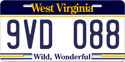 WV license plate 9VD088