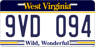 WV license plate 9VD094