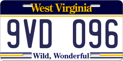WV license plate 9VD096
