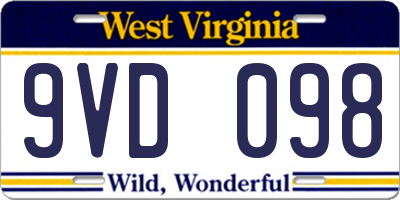 WV license plate 9VD098