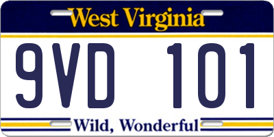 WV license plate 9VD101