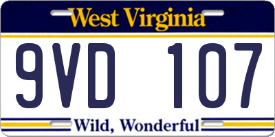 WV license plate 9VD107