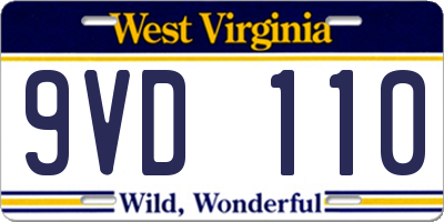 WV license plate 9VD110