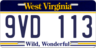 WV license plate 9VD113