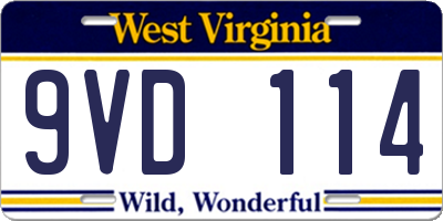 WV license plate 9VD114