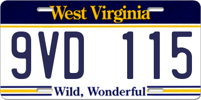 WV license plate 9VD115