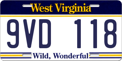 WV license plate 9VD118