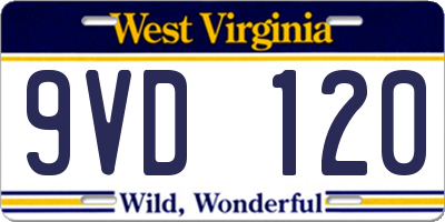 WV license plate 9VD120