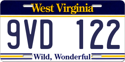 WV license plate 9VD122