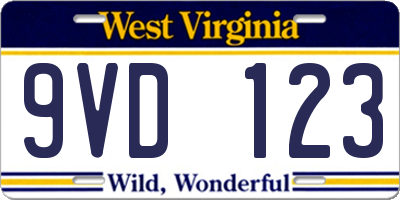 WV license plate 9VD123