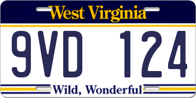 WV license plate 9VD124