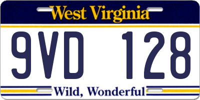 WV license plate 9VD128