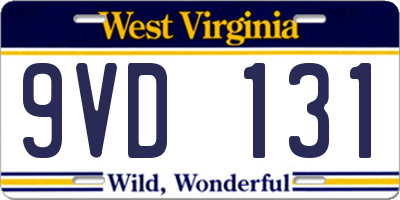 WV license plate 9VD131