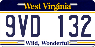WV license plate 9VD132