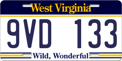 WV license plate 9VD133