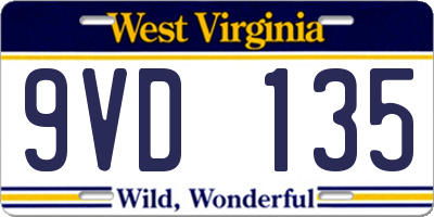 WV license plate 9VD135