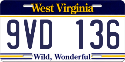 WV license plate 9VD136