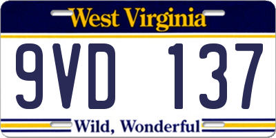 WV license plate 9VD137